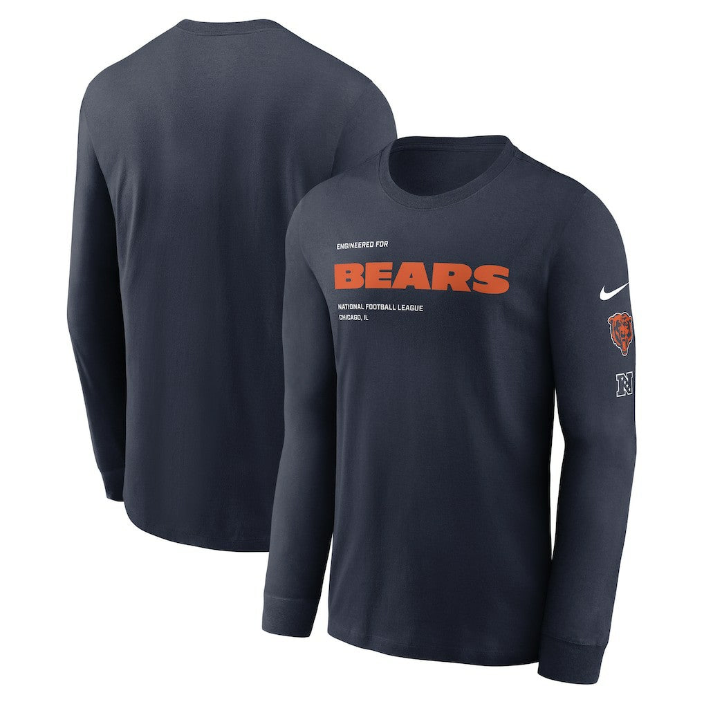 Chicago Bears Play to Win Essential Long Sleeve T-Shirt - Navy - Nike