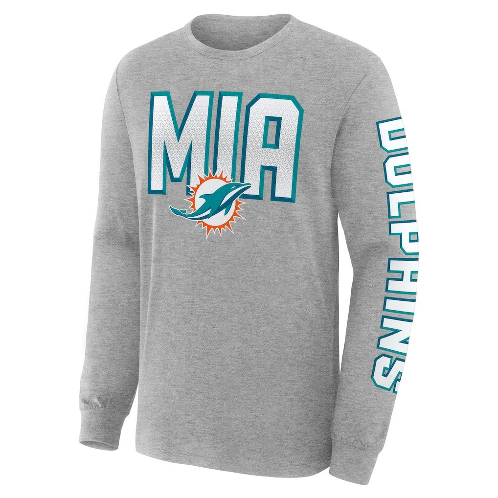 Miami Dolphins Hometown Sweep Legacy Long Sleeve T-Shirt - Heather Gray - Fanatics