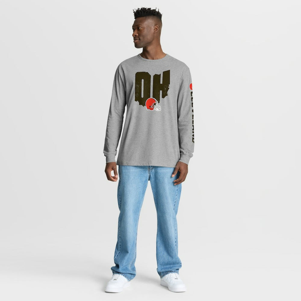 Cleveland Browns Hometown Sweep Legacy Long Sleeve T-Shirt - Heather Gray - Fanatics