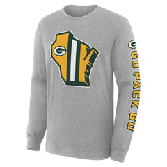 Green Bay Packers Hometown Sweep Legacy Long Sleeve T-Shirt - Heather Gray - Fanatics