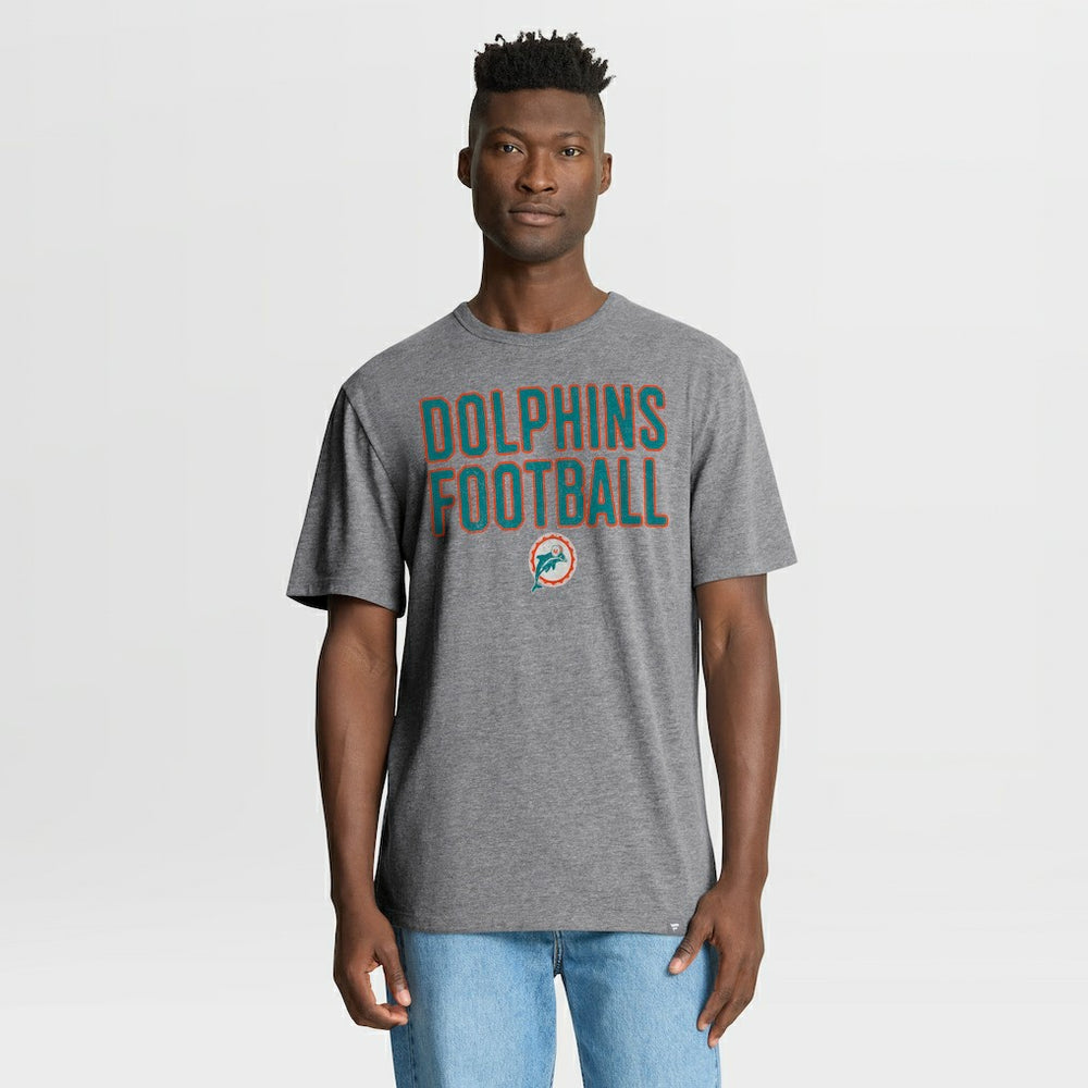 Miami Dolphins First Down Tribute Tri-Blend T-Shirt - Heather Gray - Fanatics