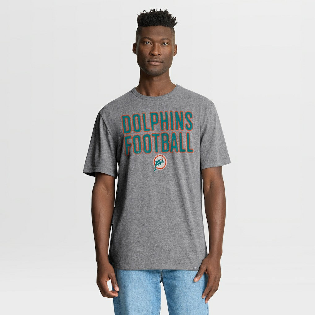Miami Dolphins First Down Tribute Tri-Blend T-Shirt - Heather Gray - Fanatics