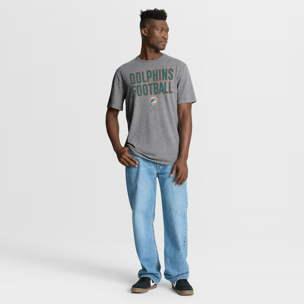 Miami Dolphins First Down Tribute Tri-Blend T-Shirt - Heather Gray - Fanatics