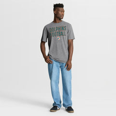 Miami Dolphins First Down Tribute Tri-Blend T-Shirt - Heather Gray - Fanatics