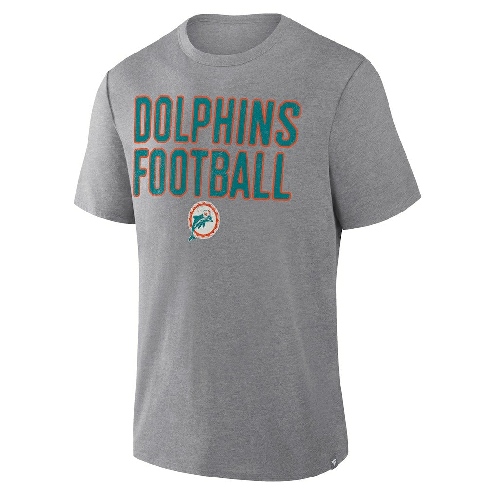 Miami Dolphins First Down Tribute Tri-Blend T-Shirt - Heather Gray - Fanatics