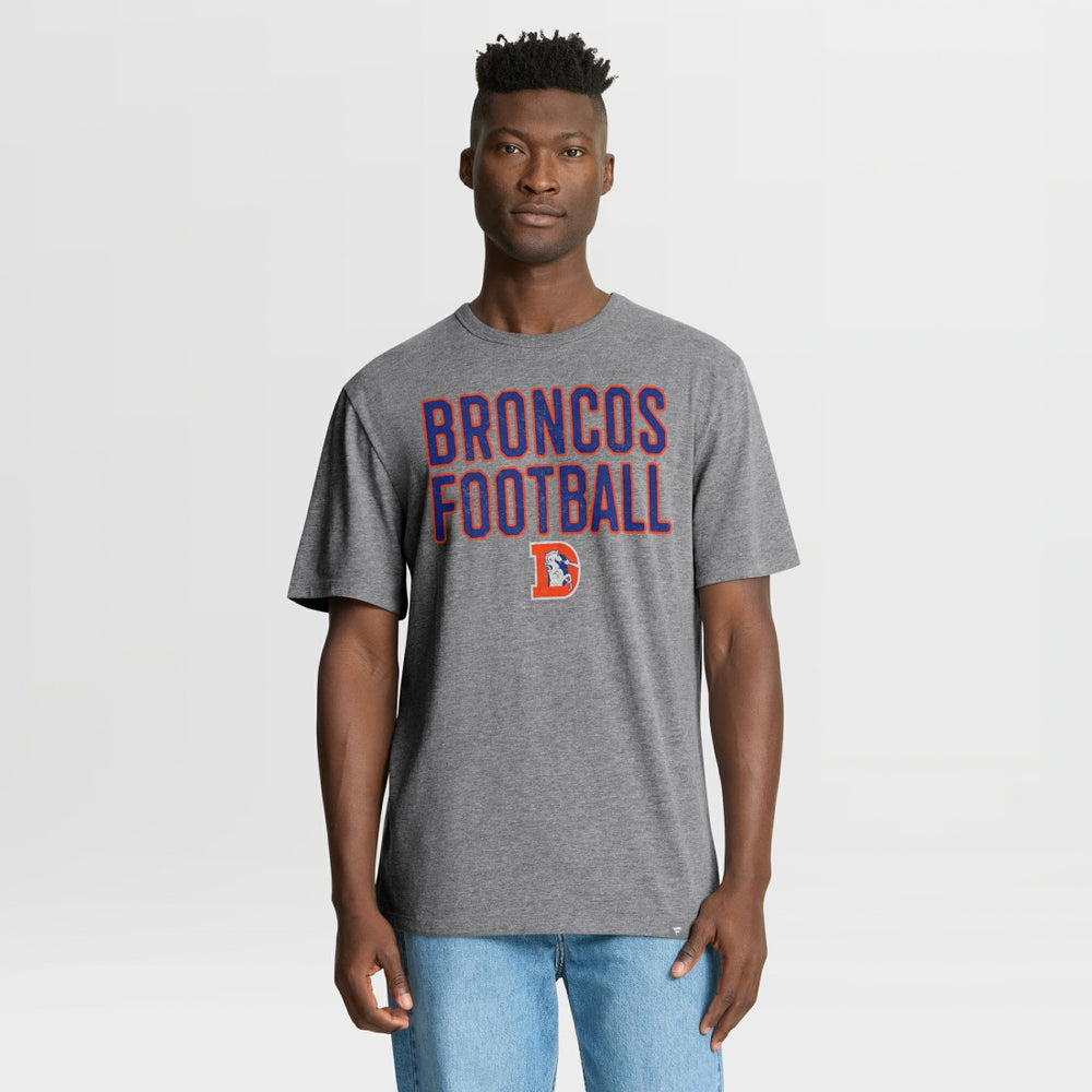 Denver Broncos First Down Tribute Tri-Blend T-Shirt - Heather Gray - Fanatics