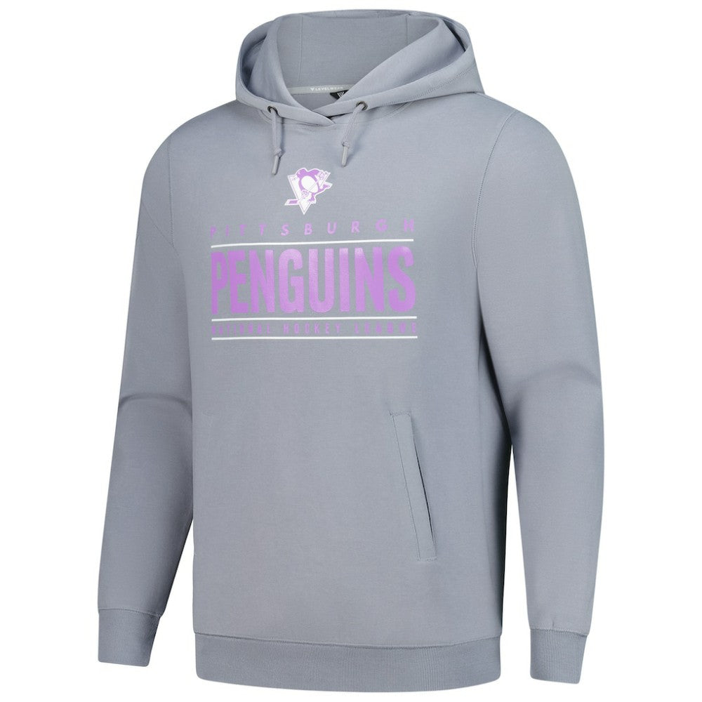 Pittsburgh Penguins Levelwear Hockey Fights Cancer Pulsar Off Season Tri-Blend Pullover Hoodie - Gray | NHL on sale