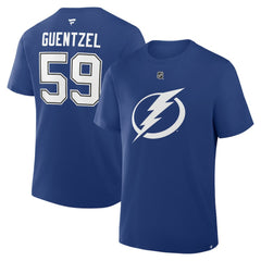 Jake Guentzel Tampa Bay Lightning Fanatics Authentic Stack Name & Number T-Shirt - Blue | Fanatics Lifestyle