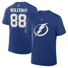 Andrei Vasilevskiy Tampa Bay Lightning Fanatics Authentic Stack Name & Number T-Shirt - Blue | Fanatics on sale