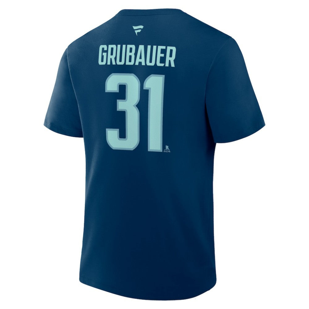 Philipp Grubauer Seattle Kraken Fanatics Authentic Stack Name & Number T-Shirt - Navy | Fanatics discount