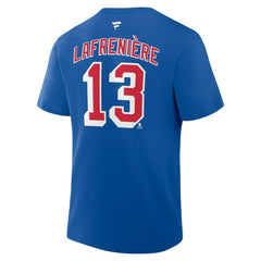 Alexis Lafreniere New York Rangers Fanatics Authentic Stack Name & Number T-Shirt - Blue | Fanatics near me