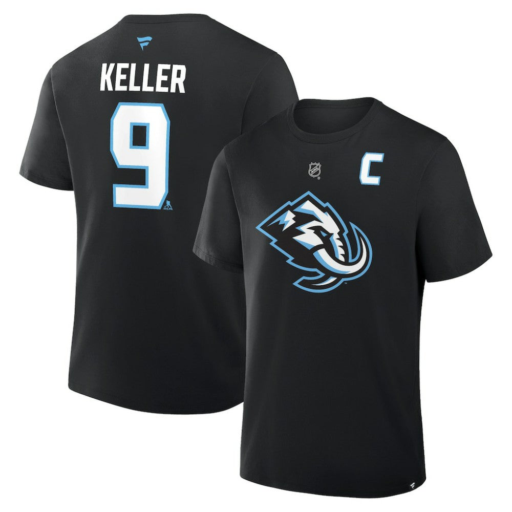 Clayton Keller Utah Mammoth Fanatics Authentic Stack Name & Number T-Shirt - Black | Fanatics sale