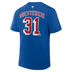 Igor Shesterkin New York Rangers Fanatics Authentic Stack Name & Number T-Shirt - Blue | Fanatics discount