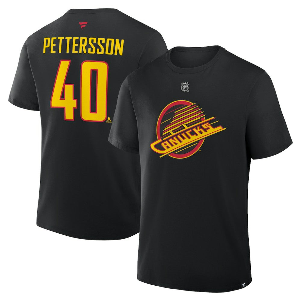 Elias Pettersson Vancouver Canucks Fanatics Authentic Stack Name & Number T-Shirt - Black | Fanatics Clearance