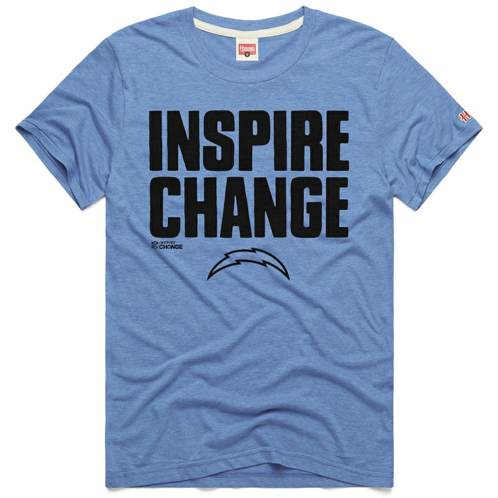 Los Angeles Chargers Homage Unisex 2024 Inspire Change Tri-Blend T-Shirt - Light Blue - NFL
