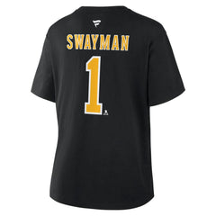 Jeremy Swayman Boston Bruins Fanatics Women's Authentic Stack Name & Number T-Shirt - Black | Fanatics discount