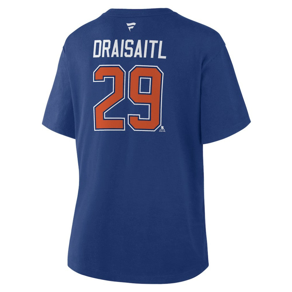 Leon Draisaitl Edmonton Oilers Fanatics Women's Authentic Stack Name & Number T-Shirt - Royal | Fanatics on sale