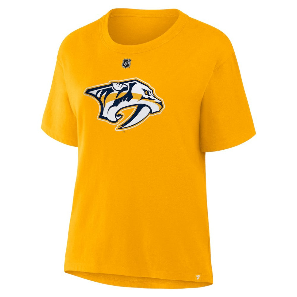 Filip Forsberg Nashville Predators Fanatics Women's Authentic Stack Name & Number T-Shirt - Gold | Fanatics Lifestyle