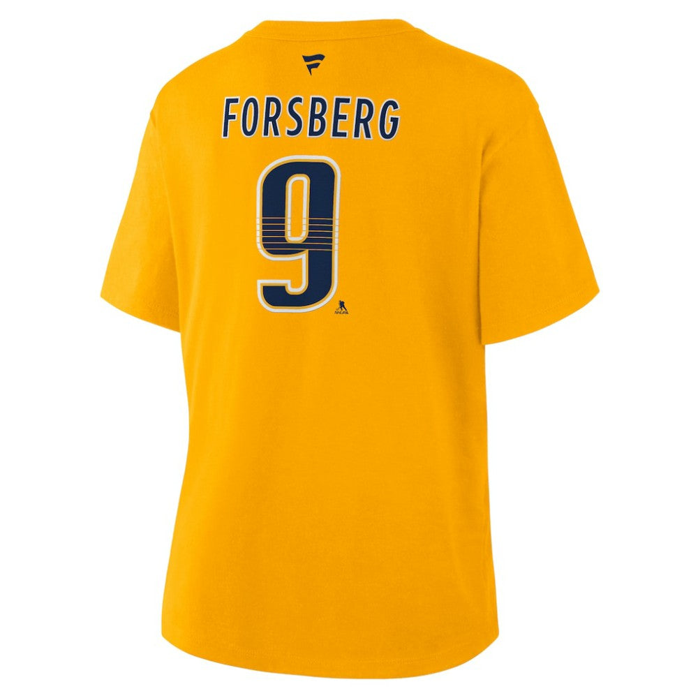 Filip Forsberg Nashville Predators Fanatics Women's Authentic Stack Name & Number T-Shirt - Gold | Fanatics Lifestyle