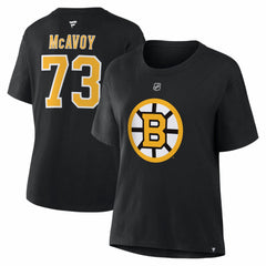 Charlie McAvoy Boston Bruins Fanatics Women's Authentic Stack Name & Number T-Shirt - Black | Fanatics sale