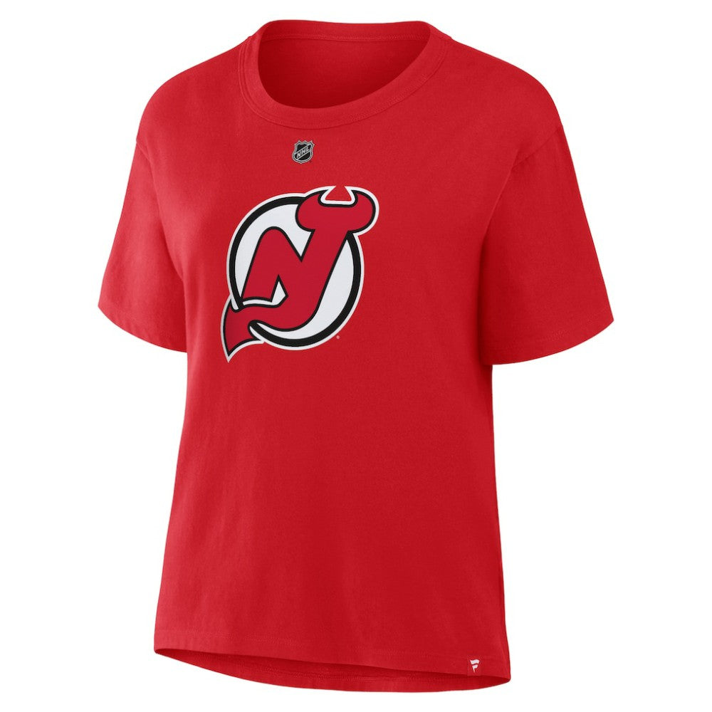 Jack Hughes New Jersey Devils Fanatics Women's Authentic Stack Name & Number T-Shirt - Red | Fanatics sale