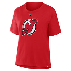 Jack Hughes New Jersey Devils Fanatics Women's Authentic Stack Name & Number T-Shirt - Red | Fanatics sale