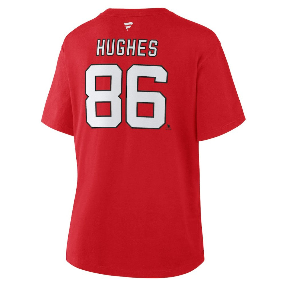 Jack Hughes New Jersey Devils Fanatics Women's Authentic Stack Name & Number T-Shirt - Red | Fanatics sale