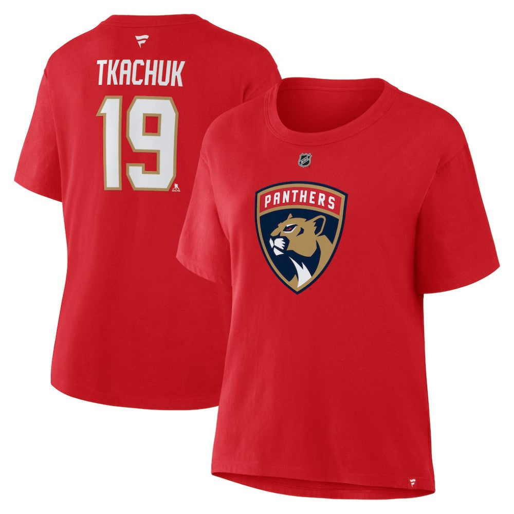 Matthew Tkachuk Florida Panthers Fanatics Women's Authentic Stack Name & Number T-Shirt - Red | Fanatics online