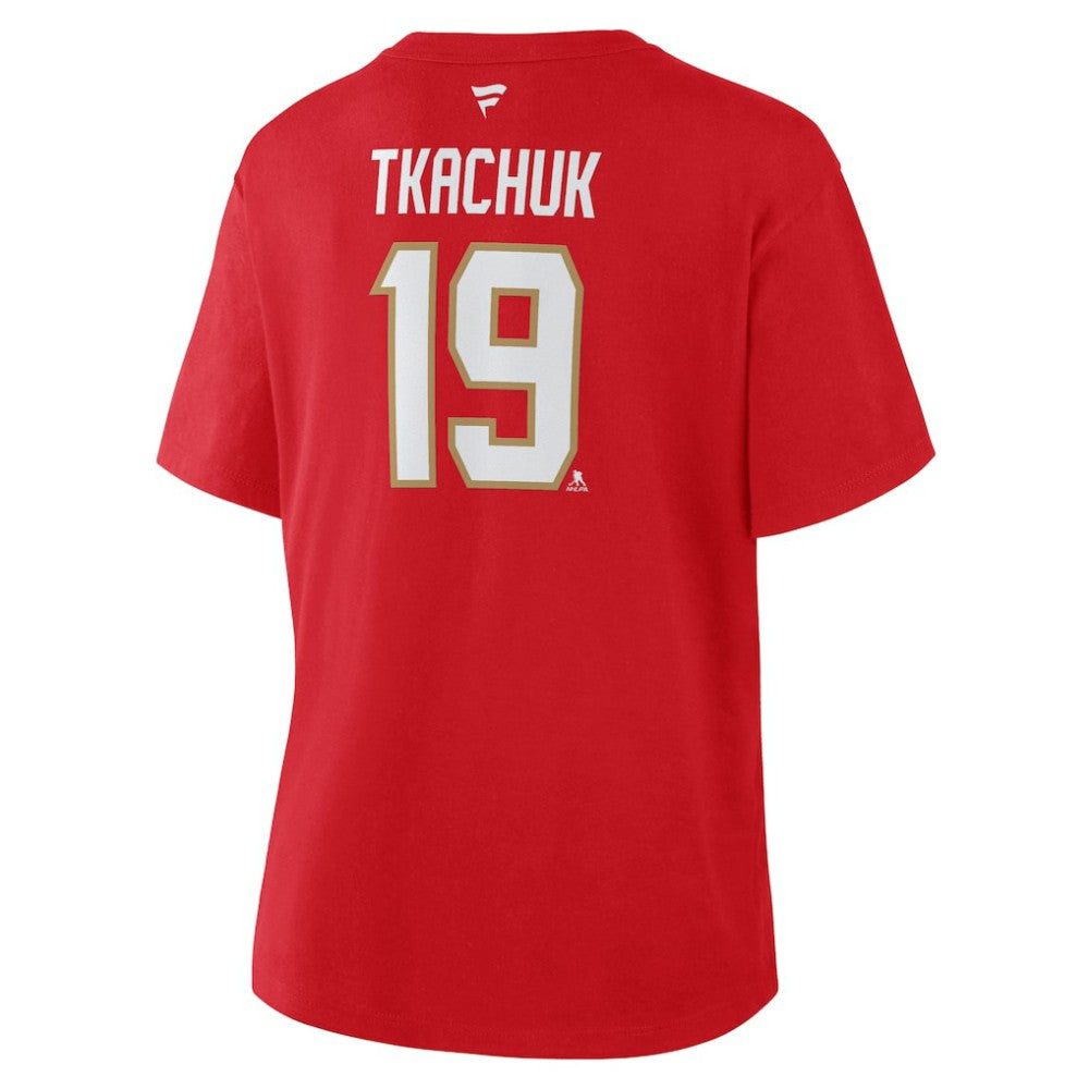 Matthew Tkachuk Florida Panthers Fanatics Women's Authentic Stack Name & Number T-Shirt - Red | Fanatics online