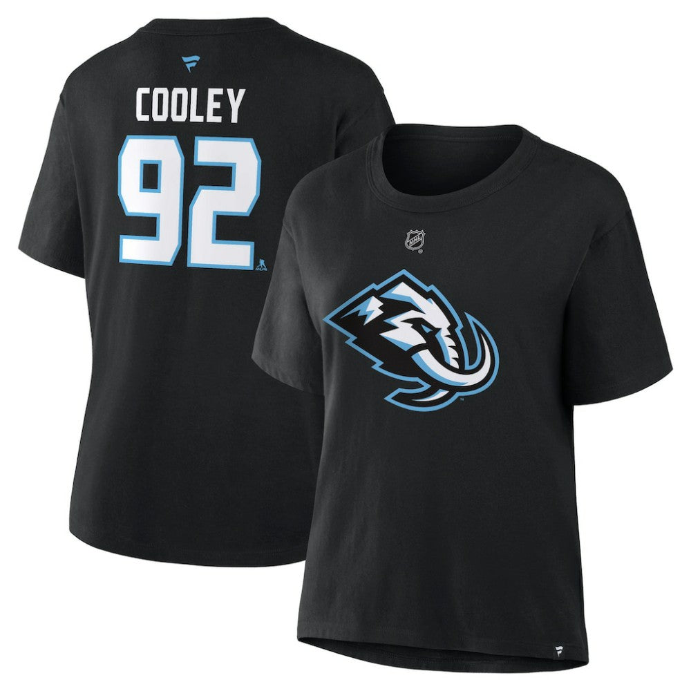 Logan Cooley Utah Mammoth Fanatics Women's Authentic Stack Name & Number T-Shirt - Black | Fanatics online