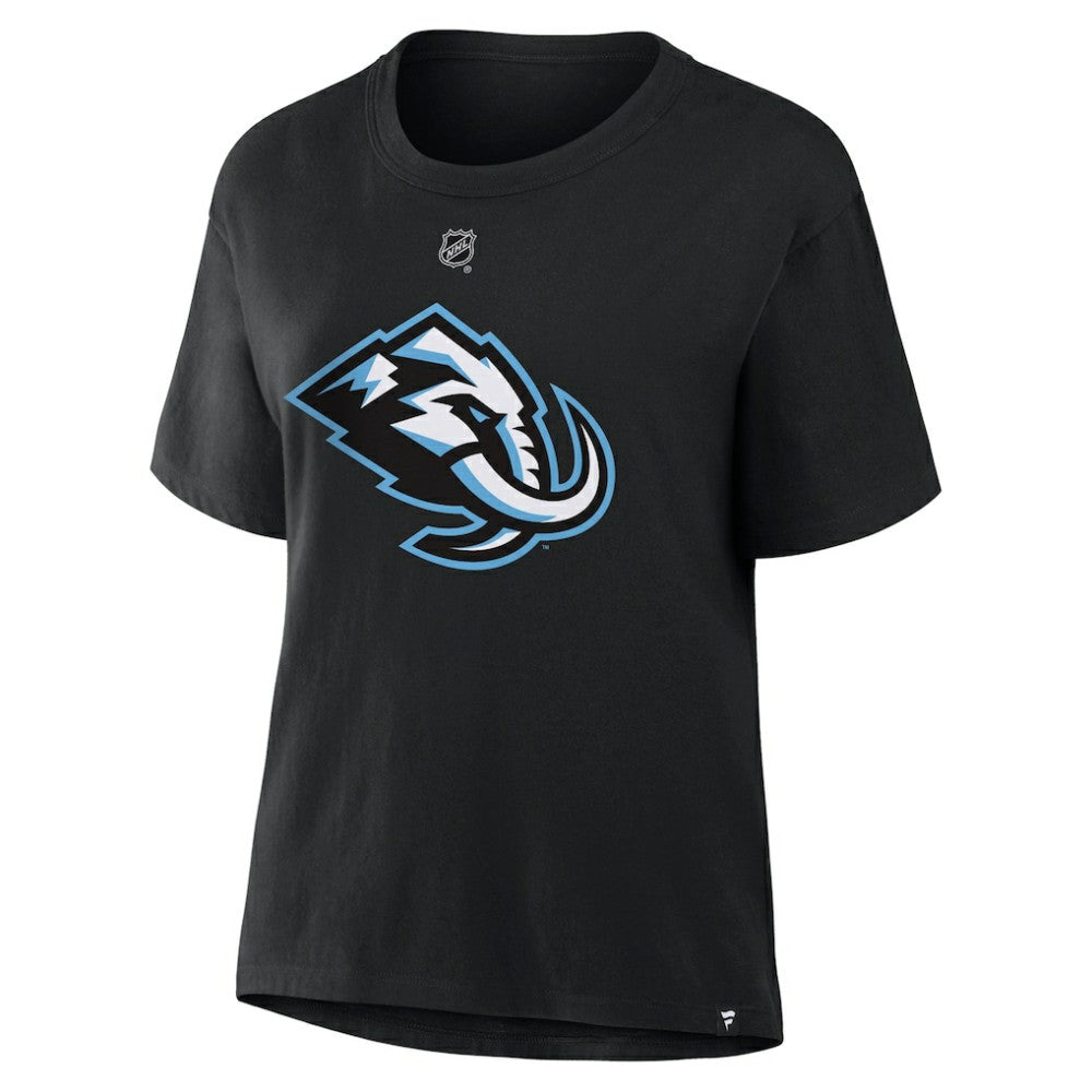 Logan Cooley Utah Mammoth Fanatics Women's Authentic Stack Name & Number T-Shirt - Black | Fanatics online