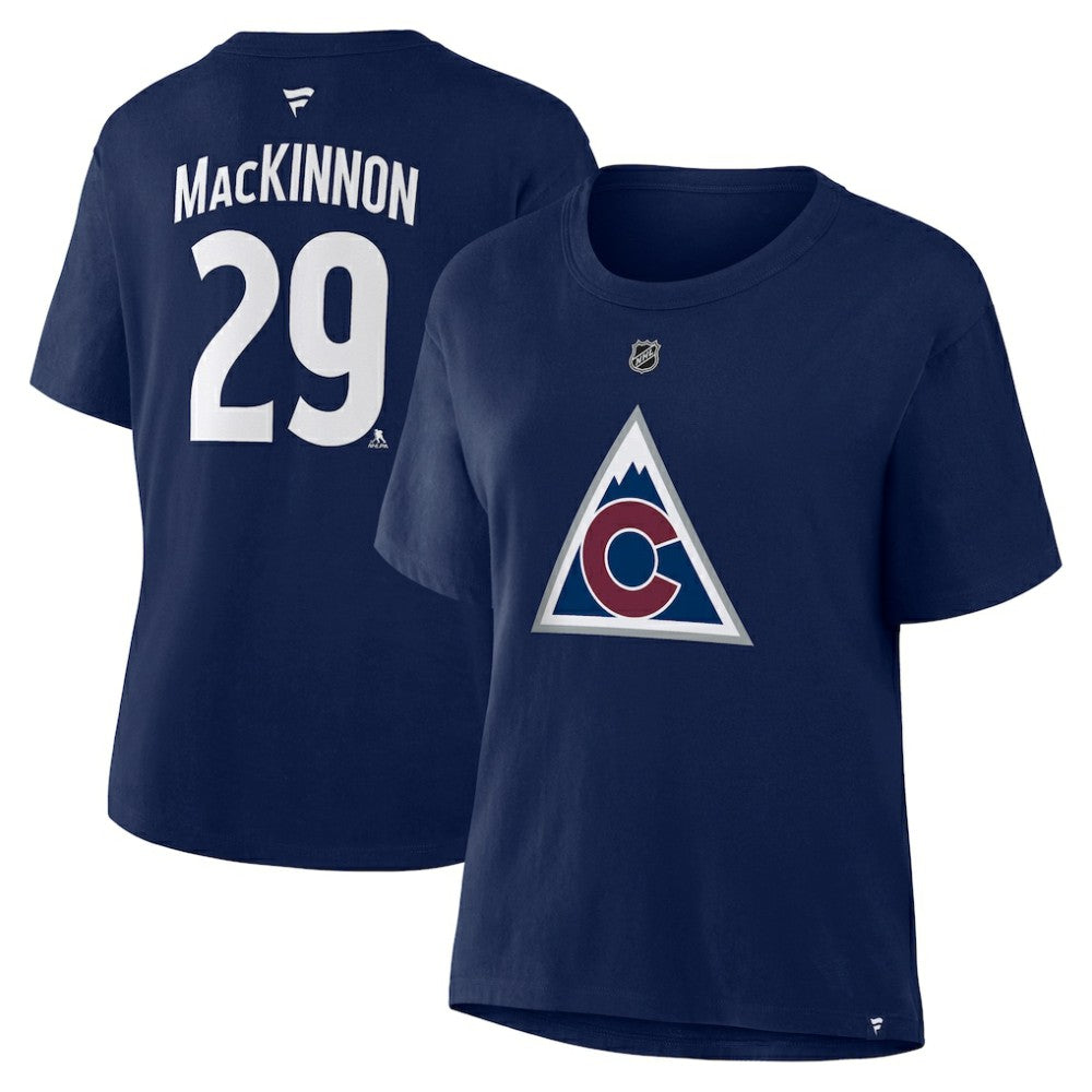 Nathan MacKinnon Colorado Avalanche Fanatics Women's Authentic Stack Name & Number T-Shirt - Navy | Fanatics online