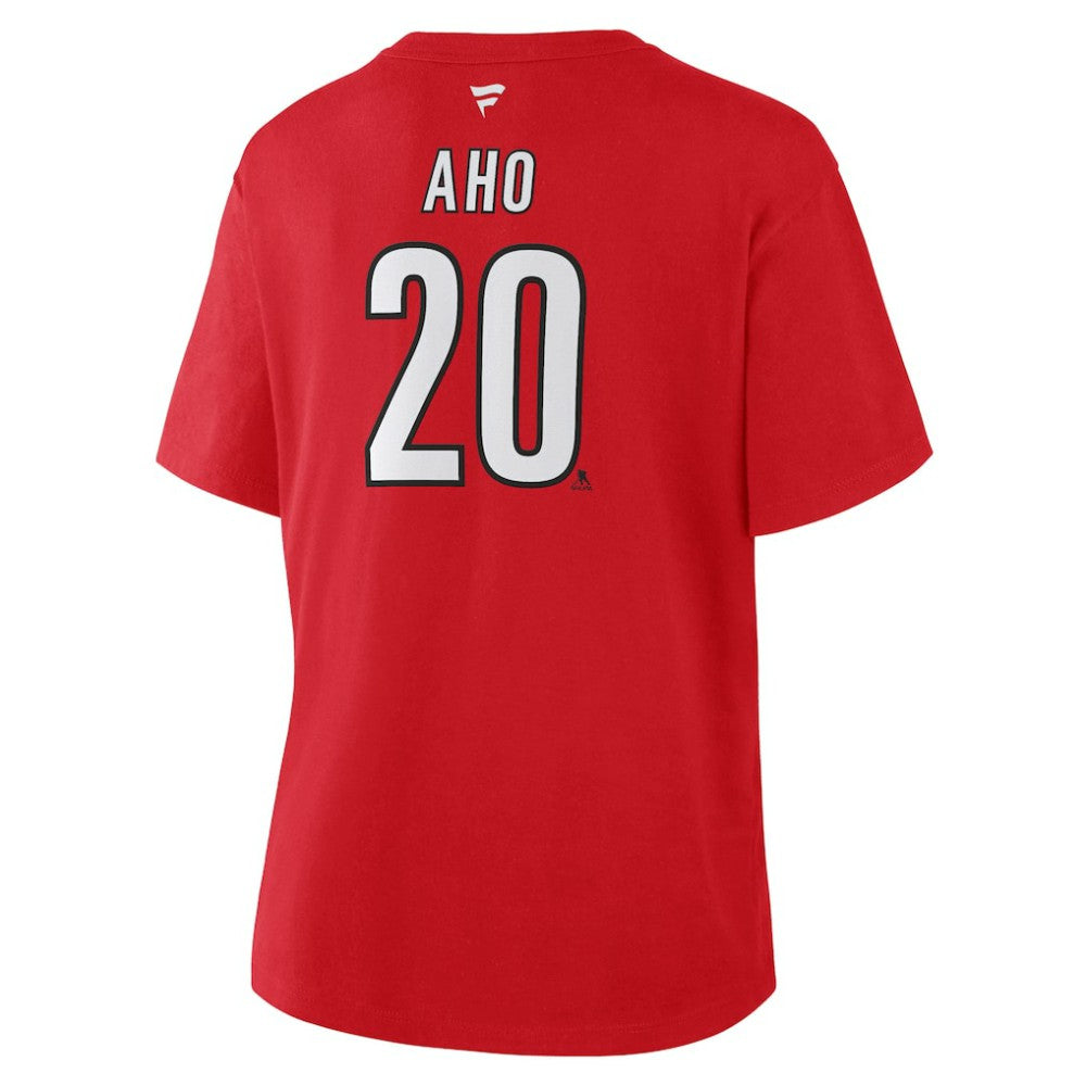 Sebastian Aho Carolina Hurricanes Fanatics Women's Authentic Stack Name & Number T-Shirt - Red | Fanatics sale