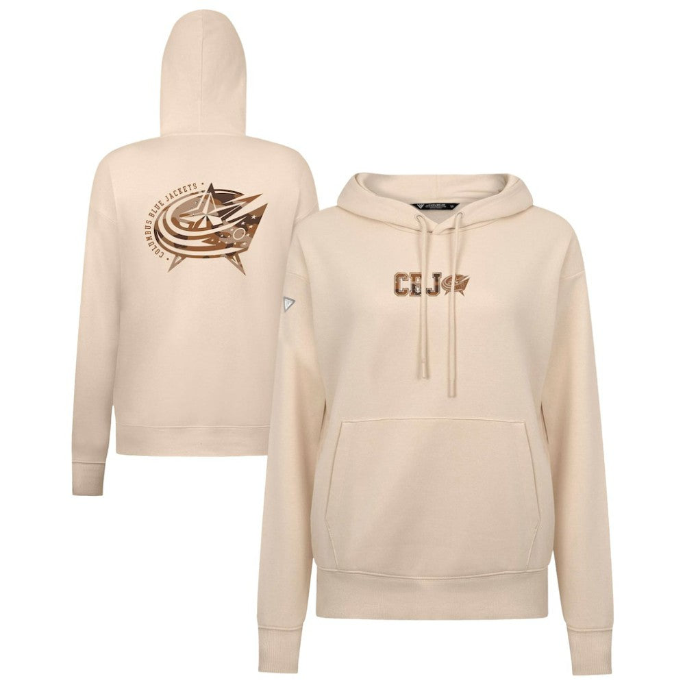 Columbus Blue Jackets Levelwear Women's Desert Camo Adorn Battalion Pullover Hoodie - Khaki | NHL near me