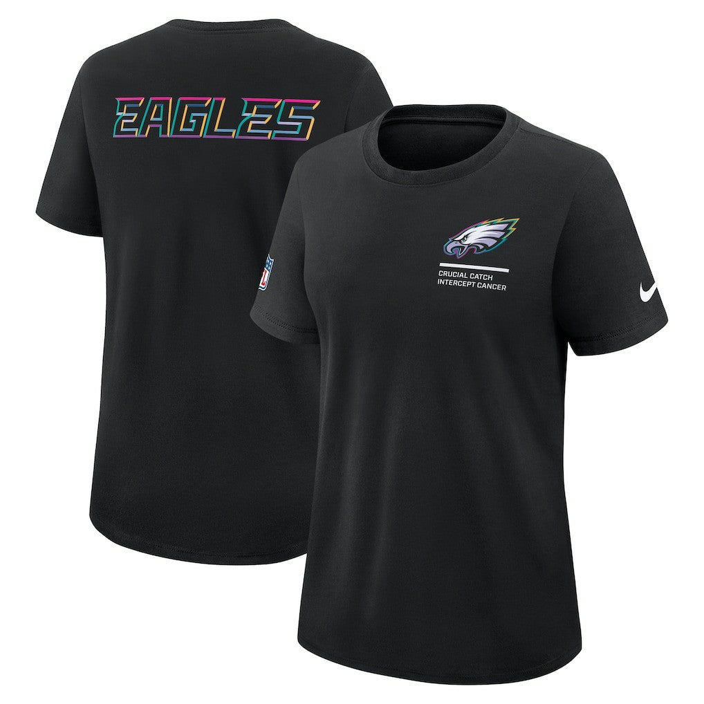 Philadelphia Eagles Women's 2025 NFL Crucial Catch Tri-Blend Dri-FIT T-Shirt - Black - Nike