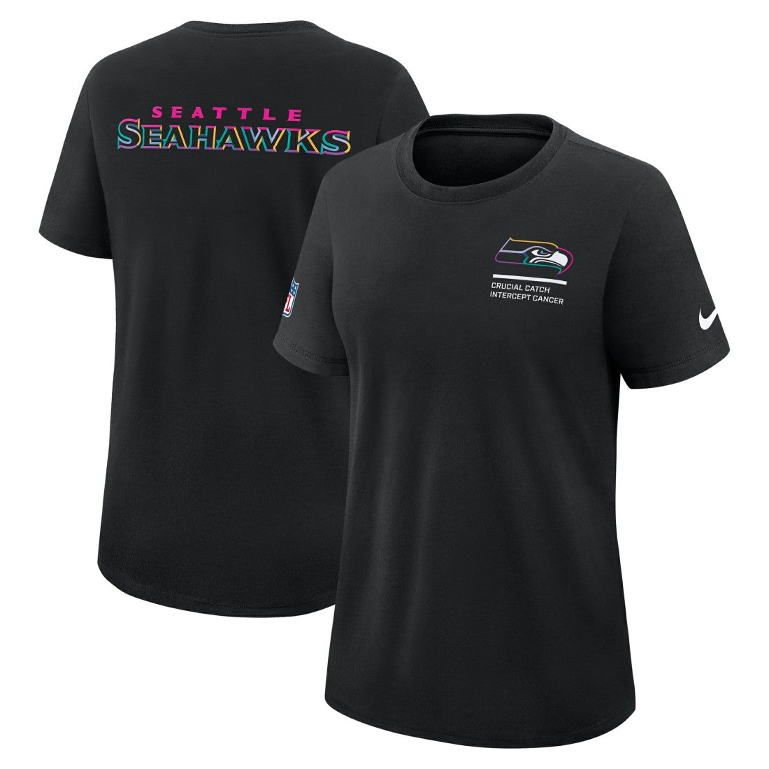 Seattle Seahawks Women's 2025 NFL Crucial Catch Tri-Blend Dri-FIT T-Shirt - Black - Nike