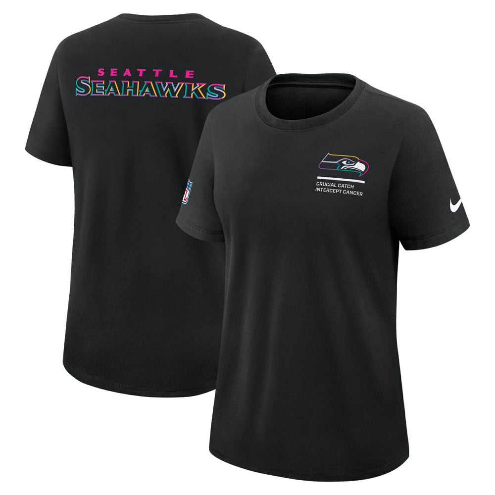 Seattle Seahawks Women's 2025 NFL Crucial Catch Tri-Blend Dri-FIT T-Shirt - Black - Nike