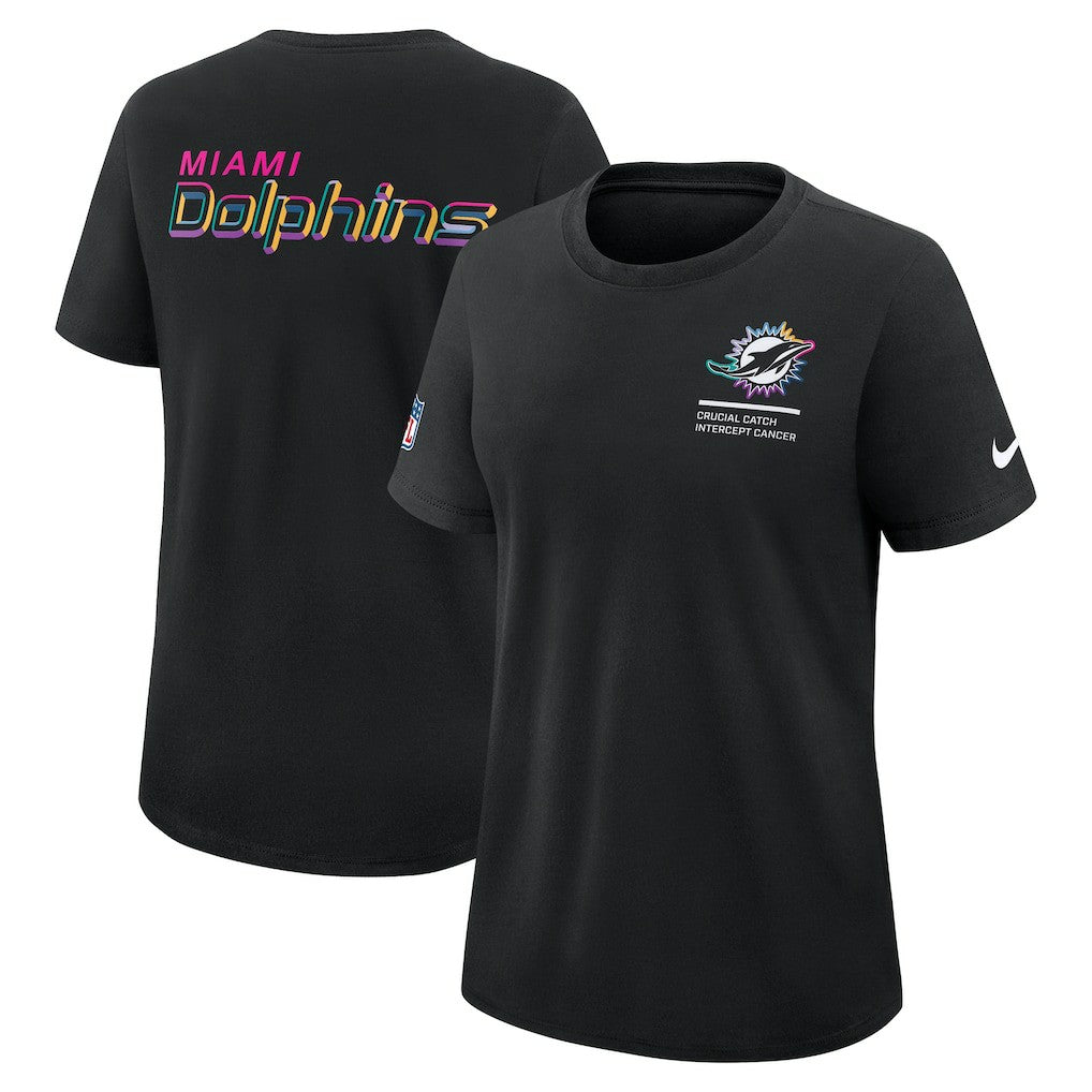 Miami Dolphins Women's 2025 NFL Crucial Catch Tri-Blend Dri-FIT T-Shirt - Black - Nike