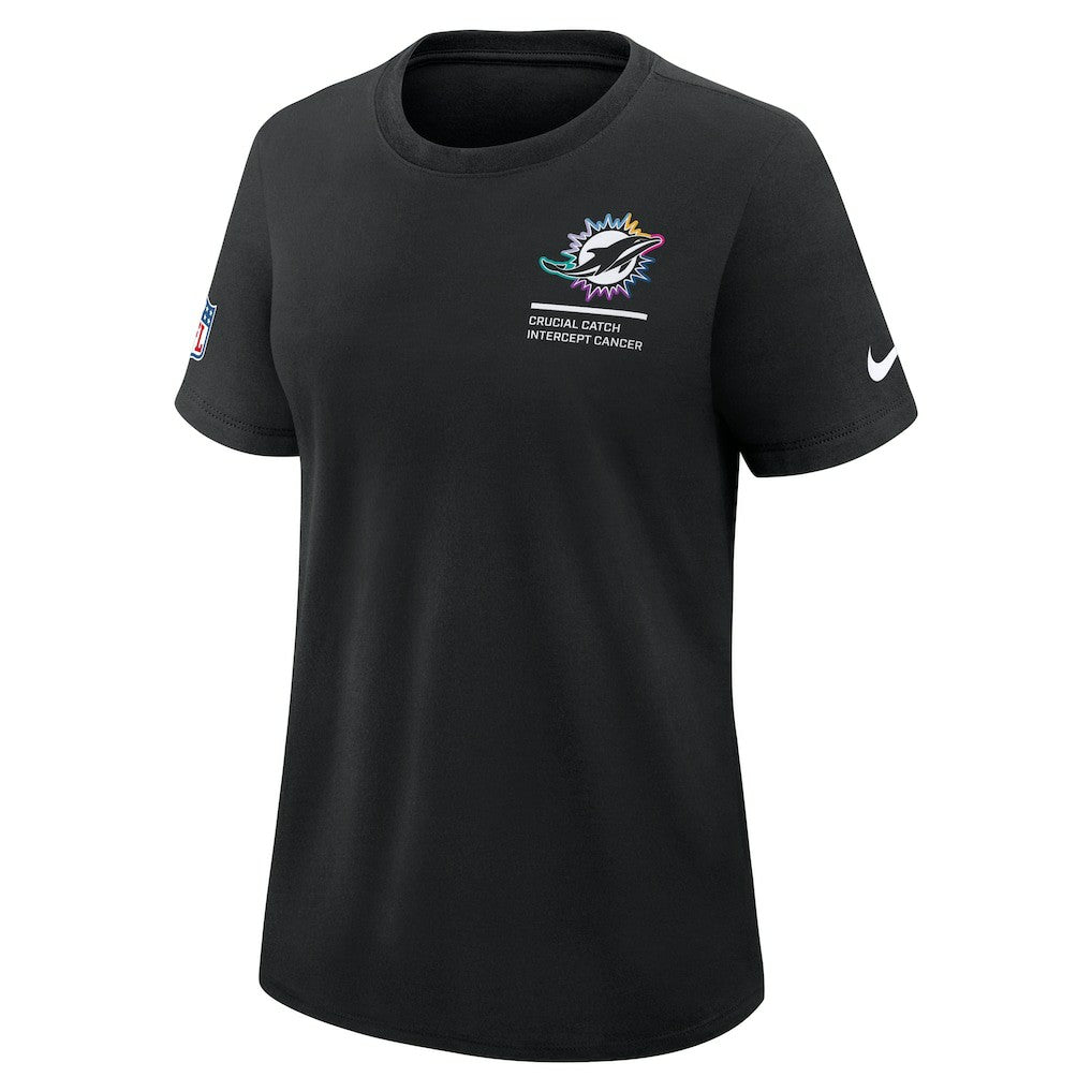 Miami Dolphins Women's 2025 NFL Crucial Catch Tri-Blend Dri-FIT T-Shirt - Black - Nike