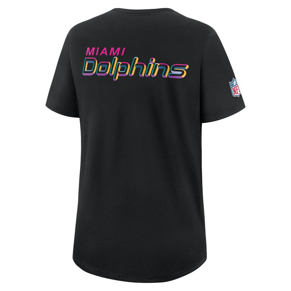Miami Dolphins Women's 2025 NFL Crucial Catch Tri-Blend Dri-FIT T-Shirt - Black - Nike