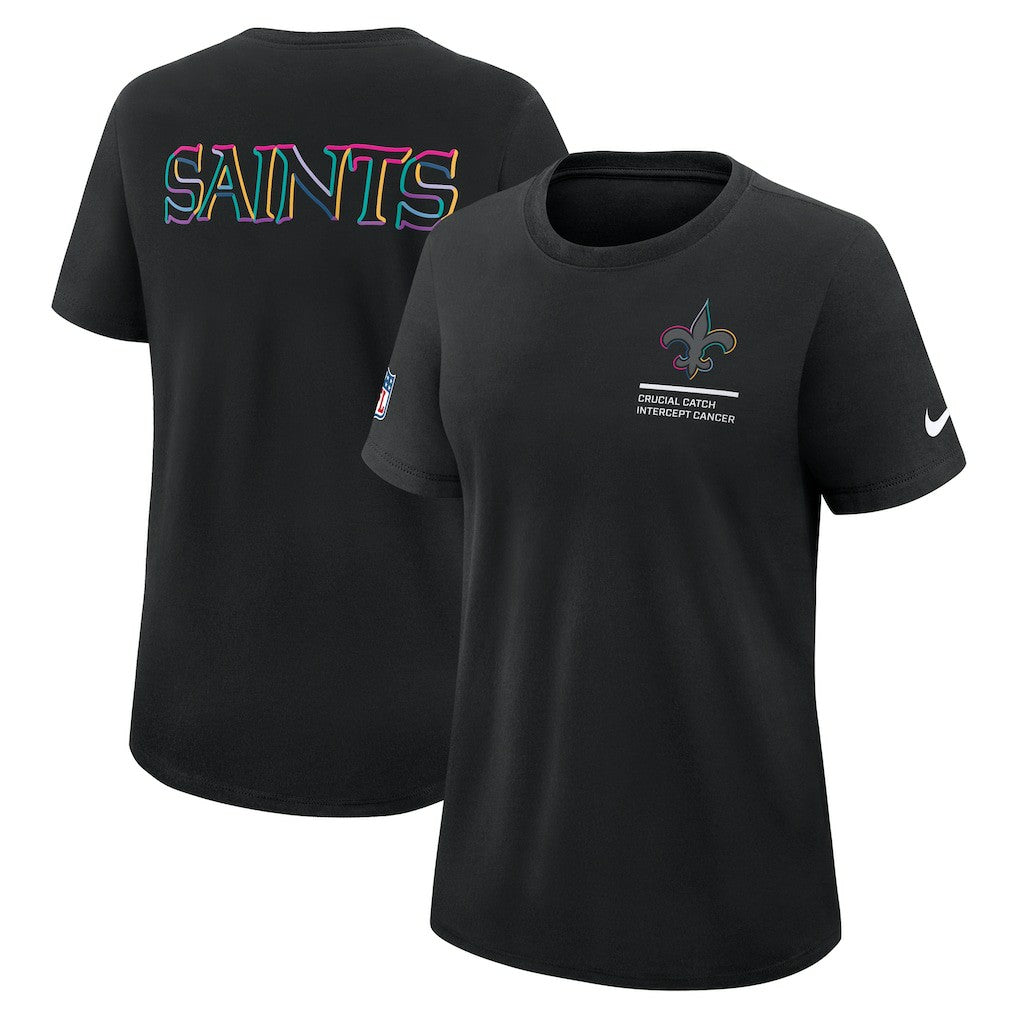 New Orleans Saints Women's 2025 NFL Crucial Catch Tri-Blend Dri-FIT T-Shirt - Black - Nike