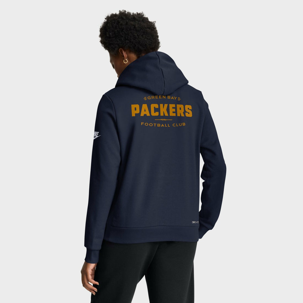 Green Bay Packers Women's Sideline Standard Issue Dri-FIT Hoodie - Navy - Nike
