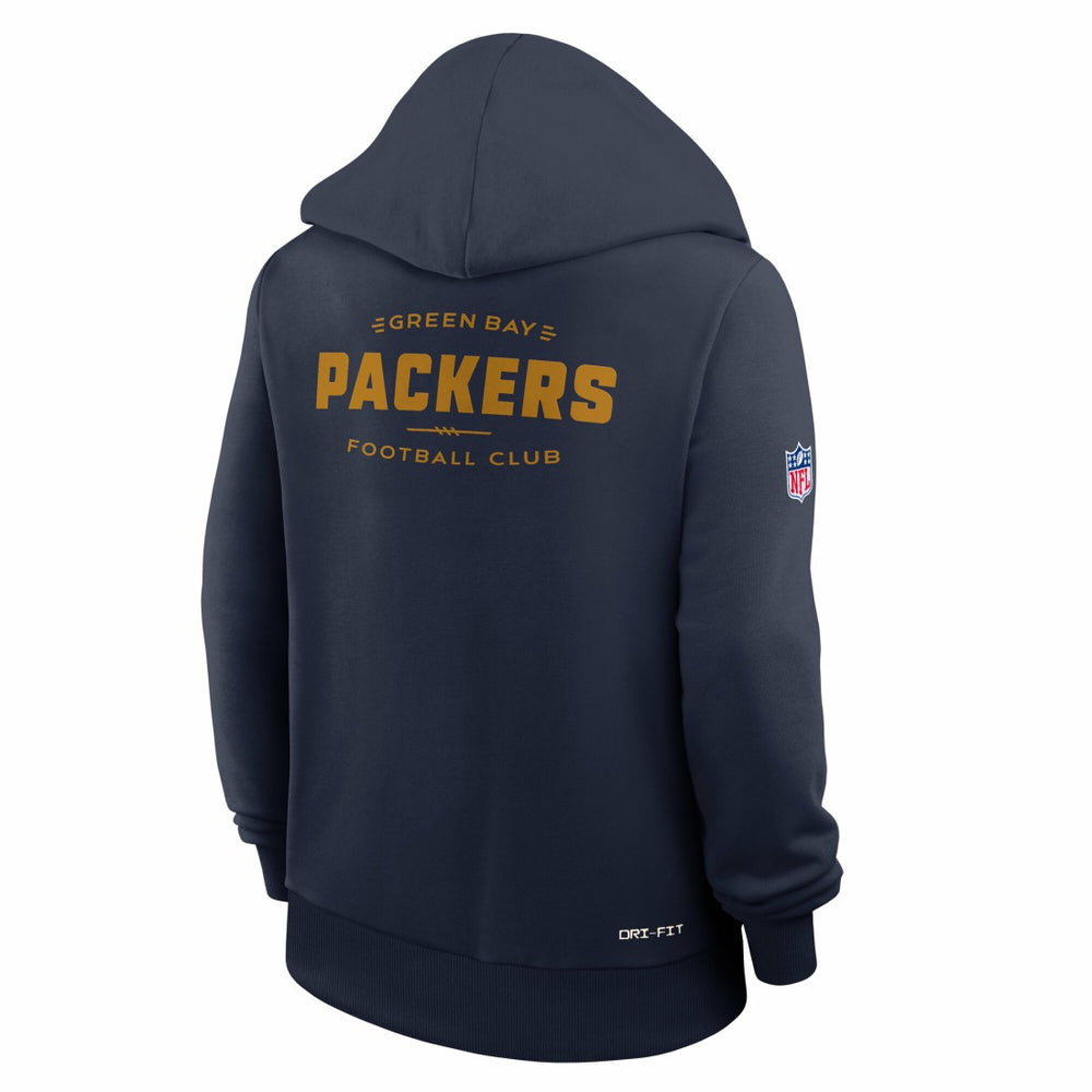 Green Bay Packers Women's Sideline Standard Issue Dri-FIT Hoodie - Navy - Nike