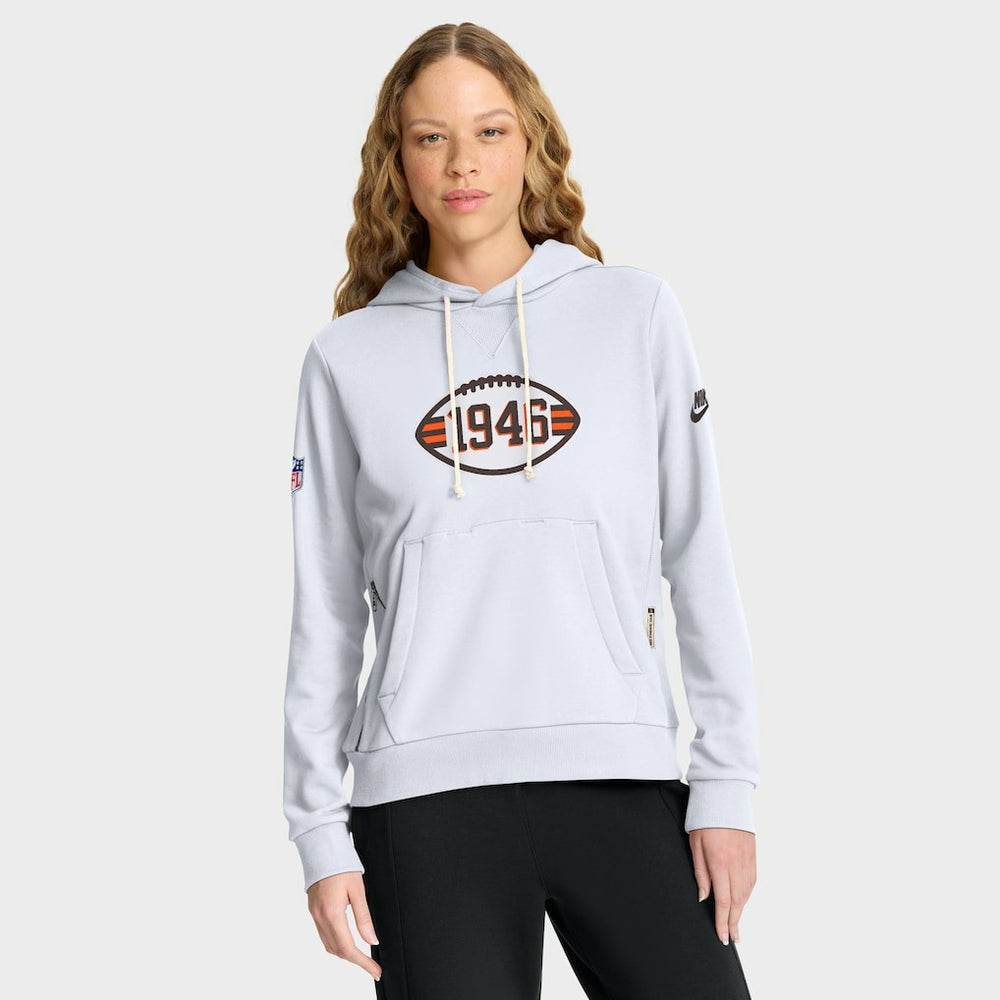 Cleveland Browns Women's Throwback Sideline Standard Issue Dri-FIT Hoodie - White - Nike