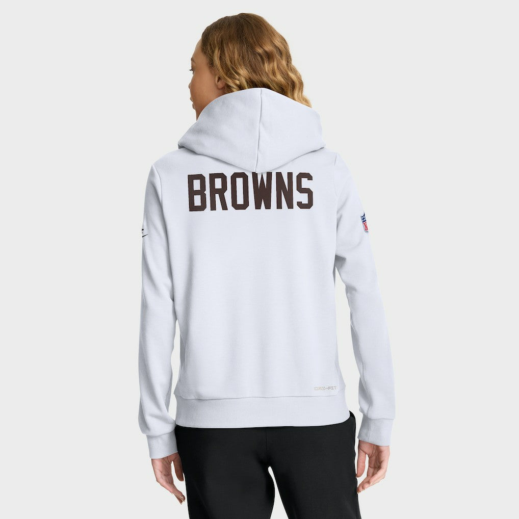 Cleveland Browns Women's Throwback Sideline Standard Issue Dri-FIT Hoodie - White - Nike