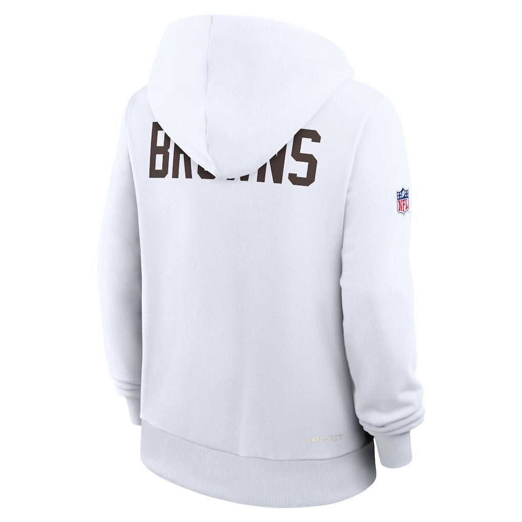 Cleveland Browns Women's Throwback Sideline Standard Issue Dri-FIT Hoodie - White - Nike