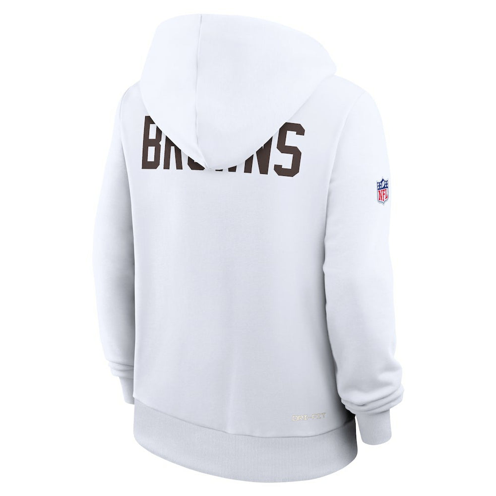 Cleveland Browns Women's Throwback Sideline Standard Issue Dri-FIT Hoodie - White - Nike