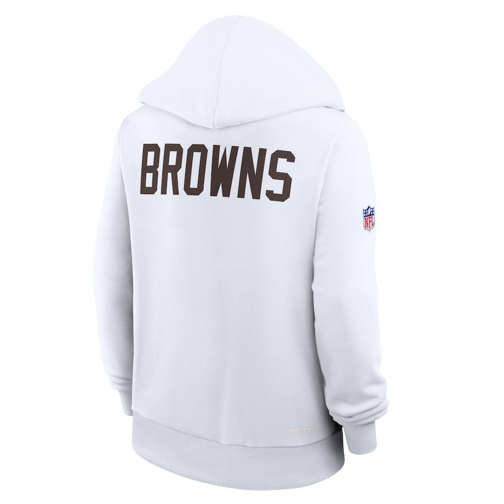 Cleveland Browns Women's Throwback Sideline Standard Issue Dri-FIT Hoodie - White - Nike