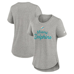 Miami Dolphins Women's Script Tri-Blend T-Shirt - Gray - Nike