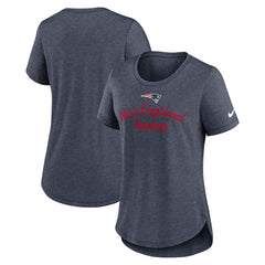 New England Patriots Women's Script Tri-Blend T-Shirt - Navy - Nike